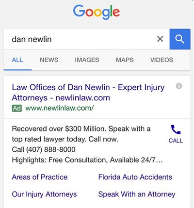 law firm's Google Adwords Campaign