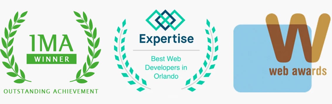 Trighton Interactive award badges - IMA Outstanding Achievement, Expertise Best Web Developers in Orlando, Web Awards